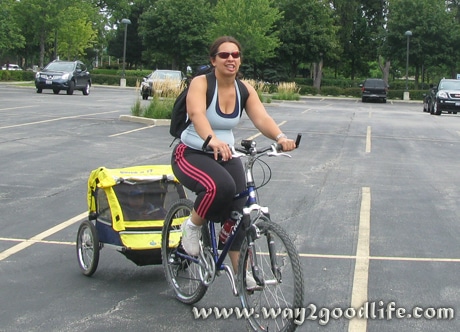 Lena on bike Bike: Improving Ride Quality_w trailer