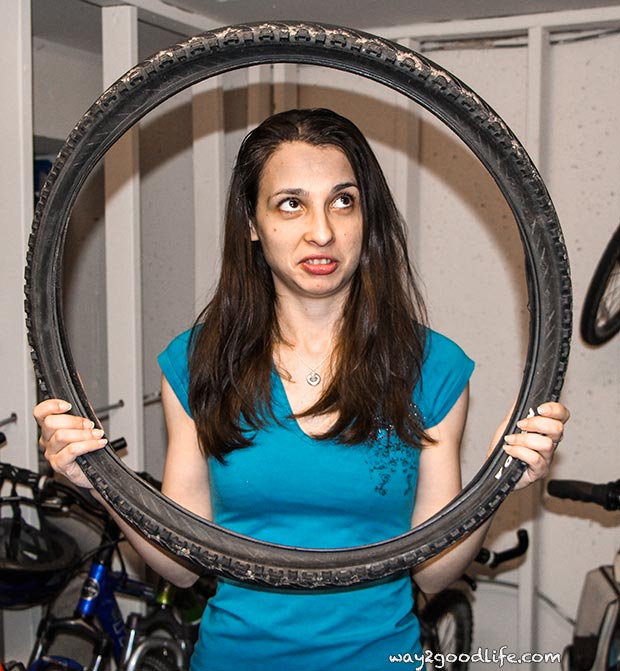 Checking tires for the bicycle safety checklist