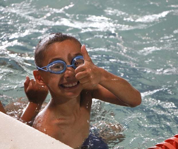My boy happy to swim