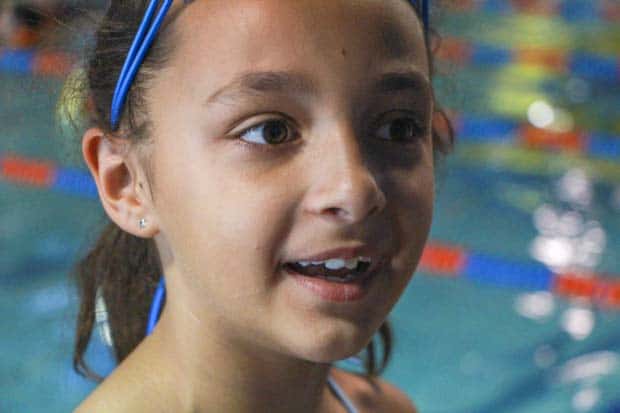 Girl googles swim pool