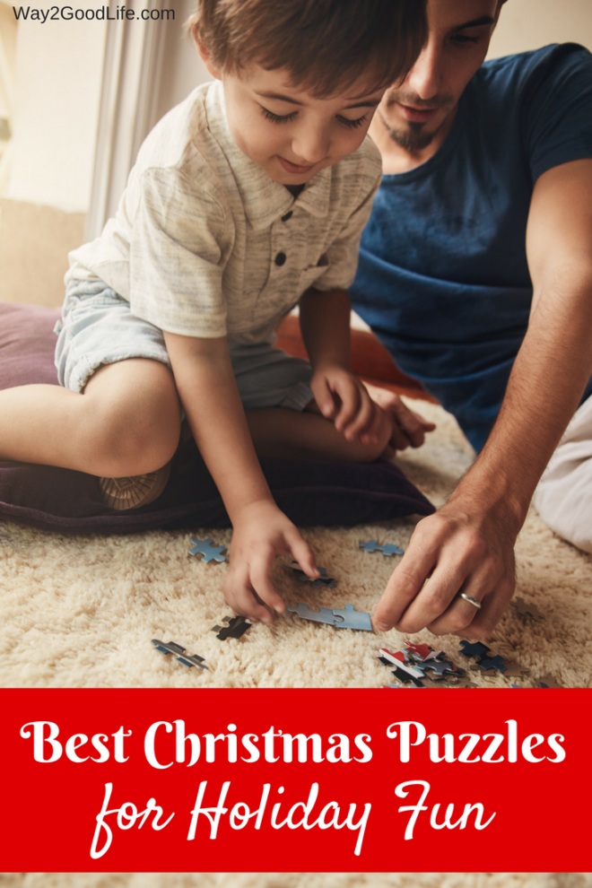 Check out our list of Best Christmas Puzzles for Holiday Fun! Grab some of these top picks to share over cold winter evenings with hot cocoa and fudge! #Way2Goodlife #Christmas #ChristmasPuzzles #Family Activities
