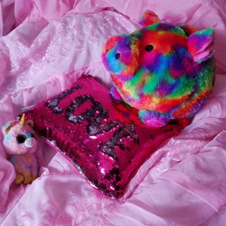 Love Mermaid Pillow on girls bed