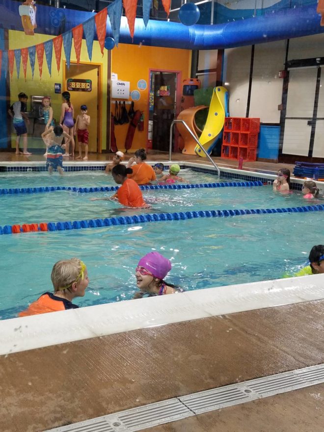 kids play in the pool