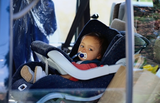 Baby traveling in car seat