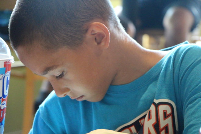 boy looking down
